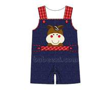 Vigorous cowboy horse applique shortall - BC 841