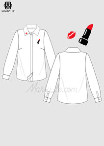 LIPSTICK EMBROIDERY WOMAN SHIRT - MD228