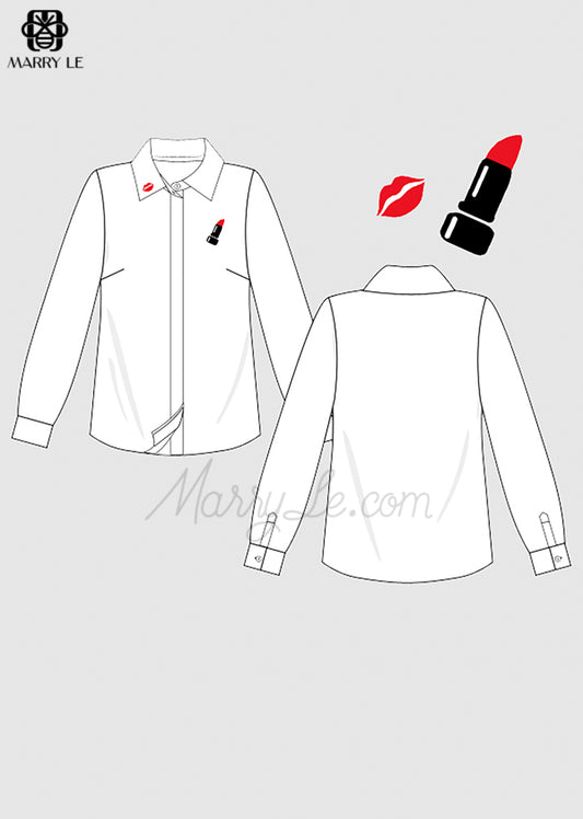 LIPSTICK EMBROIDERY WOMAN SHIRT - MD228