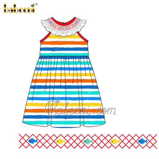 Fish geometric smocking baby dress – DR 3488