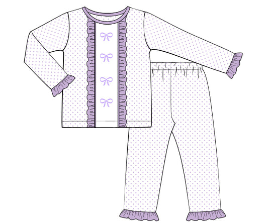 K281- white with tiny pale lavenber dot knit fabric printing 4.0