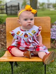 Smocked Dress Back To School Theme Red For Girl