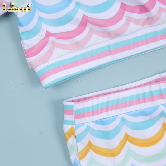 2-pieces Swimwear For girl Spring-Summer with colorful waves pattern - DR4212