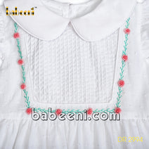 Angel little girl hand-embroidered pintuck white dress - DR 2994