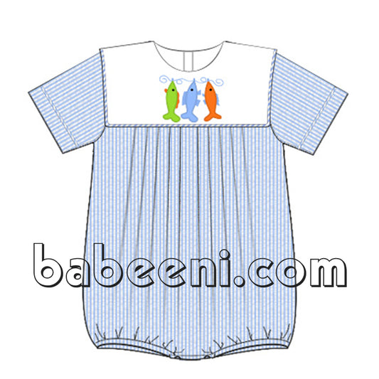 Nice fish applique bubble for baby boy - BC 604