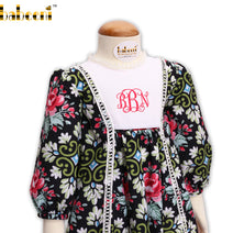 Vintage floral monogram girl dress - DR 2885