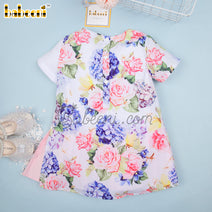 Lavender Hydrangea Rose Asymmetrical Girl Dress- DR 2874A