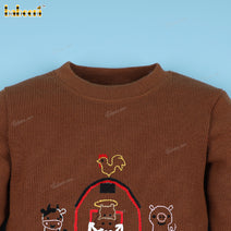 Boy Sweater Farm Theme In Brown - BC1218