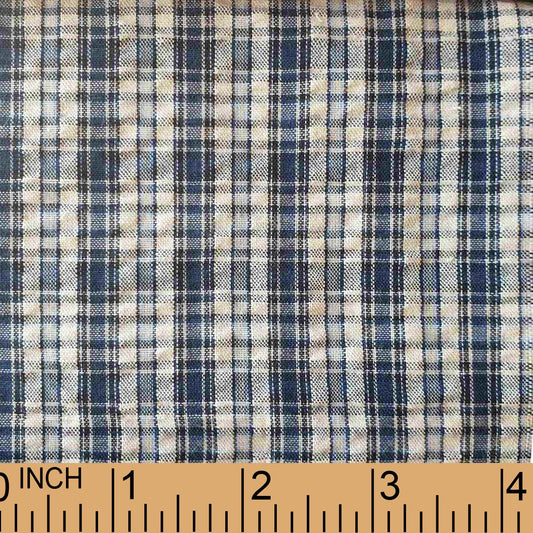 XB20- Navy plaid seersucker