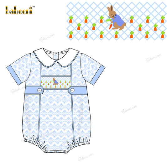 Boy Bubble Hand Smocked In Blue - BC1194