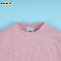 Girl Sweater In Pink Handembroidered Flower - DR3882