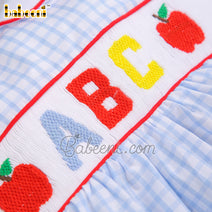 ABC letter & apple hand smocked baby dress - DR3715