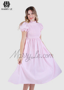 PINK SHIRRING WOMEN DRESS – MD532