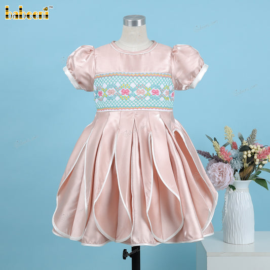 Girl Dress In Brown Hand Smocked - DR3795