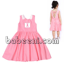 Cute bunny hand smocked cut-out dress for little girl - DR 2419