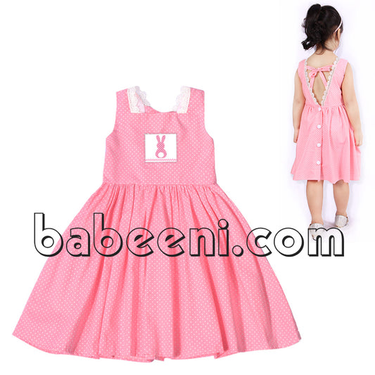 Cute bunny hand smocked cut-out dress for little girl - DR 2419