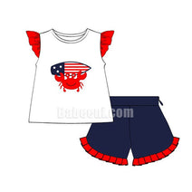 Crab applique girl outfit for Independence Day - DR 2755