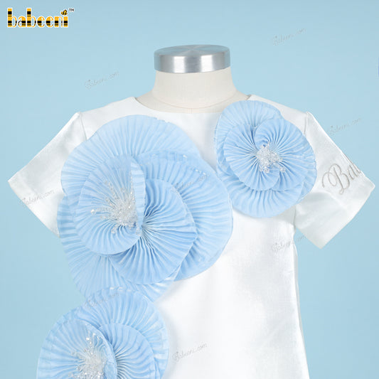 Girl Taffeta Dress And Blue Flower - DR3798