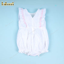 Applique Bubble Pink Bunny Flower For Girl - DR3669