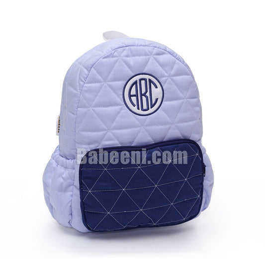 Smocked blue monogrammed quilted backpack for kids - QA 30