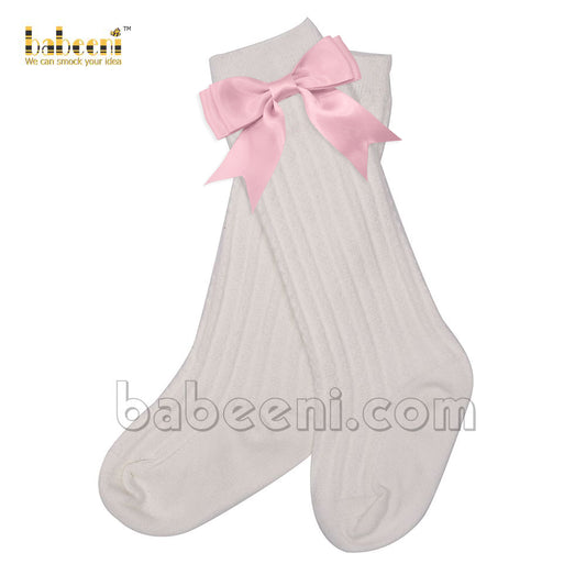 Cute little girl pink bows white socks- HS 10