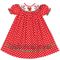 Lovely reindeer and candy smocked bishop dress - DR 2904