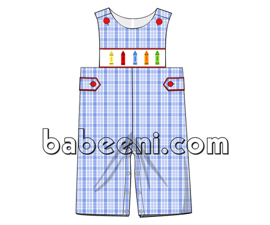 Color pencil smocked boy longall - BC 682