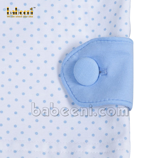 Cute boy short set baby blue dot on white - BC 916