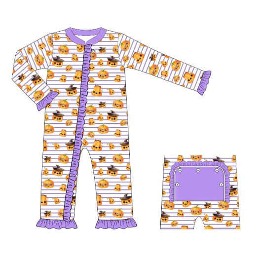 K321- Purple striple with cutest pumpkin knit printing 4.0