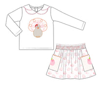 Girl Outfit Embroidered Turkey And Pumpkin - DR4006