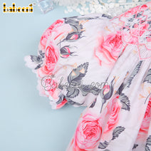 Romance Pink Rose flowery geometric dress  - DR 2860A