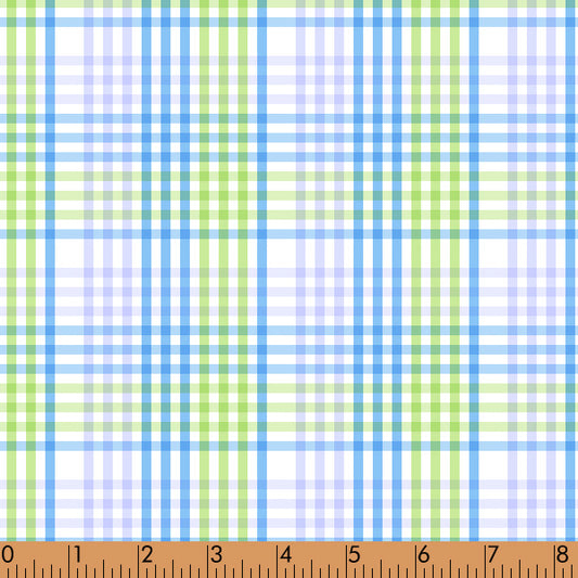 M76 - lime green and aqua plaid fabric