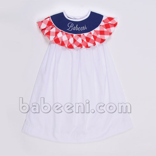 Adorable white plain round collar dress - DR 2629