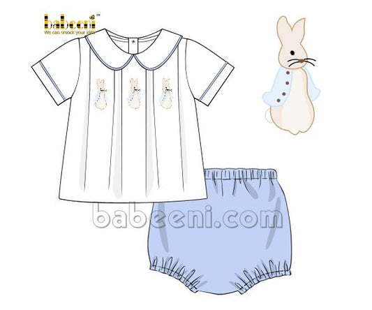 Lovely boy set with big cute rabbits on bodice - BC 855