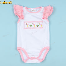 Smocked Bubble Pink Flamingos For Girl - DR3765