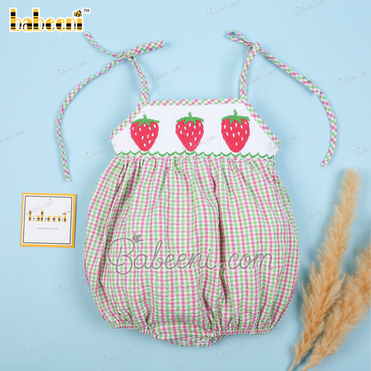 Strawberry hand-smocked bubble For Girl- DR3546