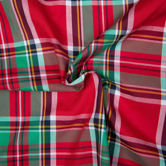 M33- Red, Green, Black, yellow plaid fabric