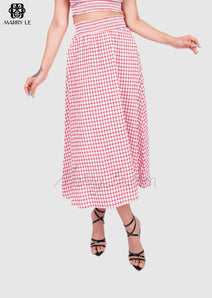 RED SEERSUCKER LONG SKIRT FOR WOMEN - MD45