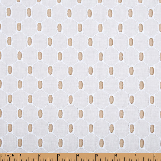 LE12- hexagon white Embroidery fabric