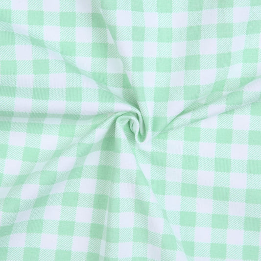 K91 -Mint gingham knit fabric