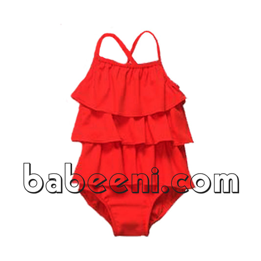 Beautiful red rash guard swimsuit for girls - SW 318