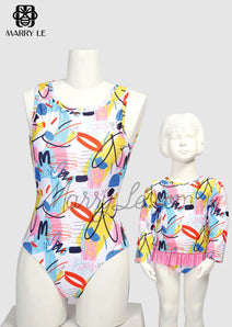 MATCHING MOMMY AND ME HALTER & LONG SLEEVE SWIMSUIT - MD500