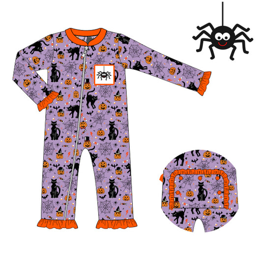 K323- Pumpkin, cat purple knit printing 4.0