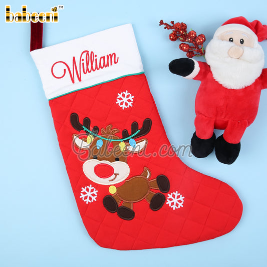 Christmas ornament applique stockings with name monogram - CO 36