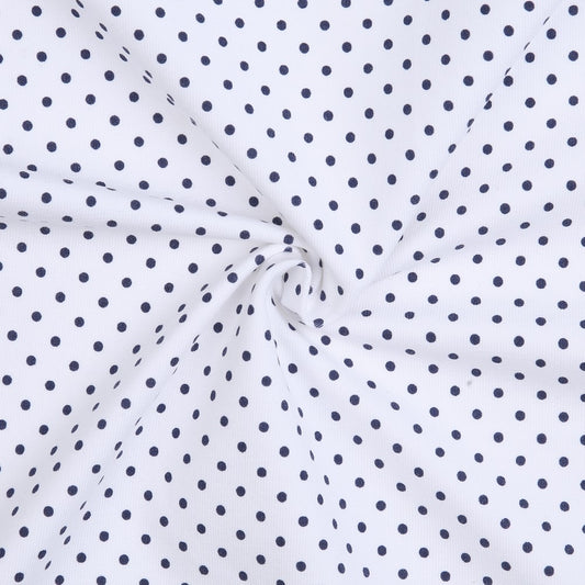 K90 - White with tiny navy dot knit