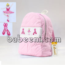 Little girl and ballet shoes smocked quilted backpack for children - QA 09