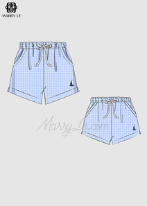 NAME MONOGRAM BLUE DADDY AND BOY SHORT - MD391