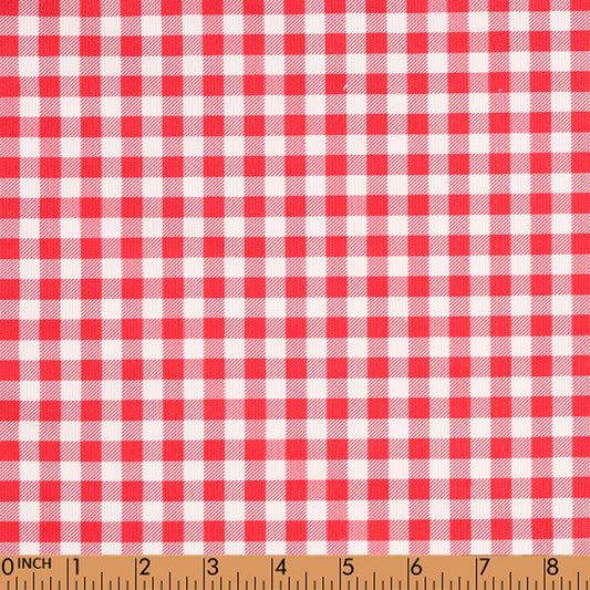 N33- Red check corduroy printed 4.0 fabric