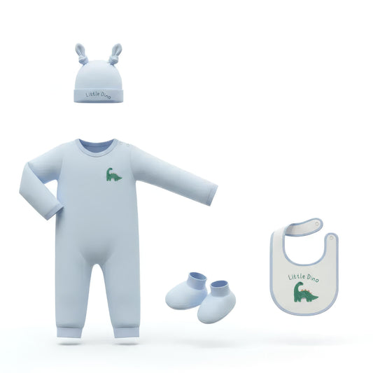 DR4590 – Little Dino Hand-Embroidered Newborn Boy Set