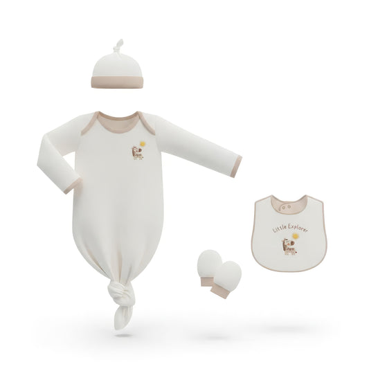 DR4592 – Little Explorer Hand-Embroidered Sleep Gown Newborn Boy Set
